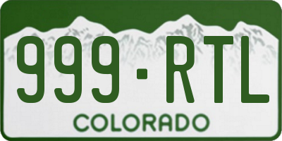 CO license plate 999RTL