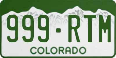 CO license plate 999RTM