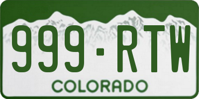 CO license plate 999RTW