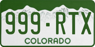 CO license plate 999RTX