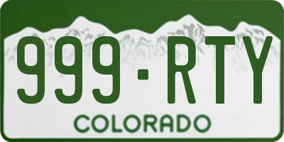 CO license plate 999RTY
