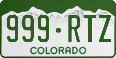 CO license plate 999RTZ