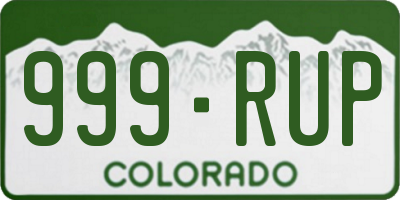 CO license plate 999RUP