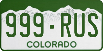 CO license plate 999RUS