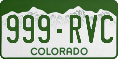 CO license plate 999RVC