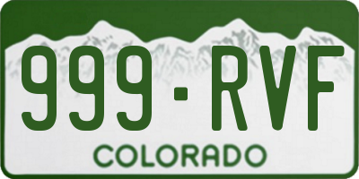 CO license plate 999RVF