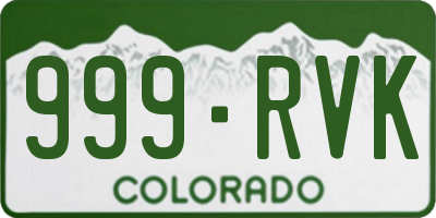CO license plate 999RVK