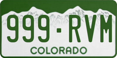 CO license plate 999RVM