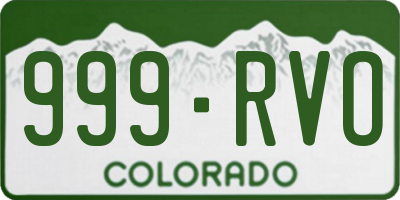 CO license plate 999RVO