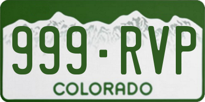 CO license plate 999RVP
