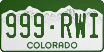 CO license plate 999RWI