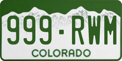 CO license plate 999RWM