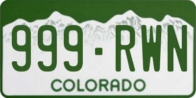 CO license plate 999RWN