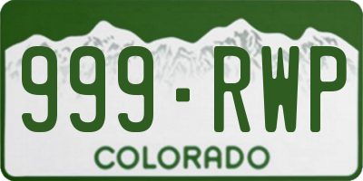 CO license plate 999RWP