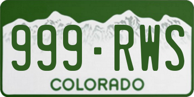 CO license plate 999RWS