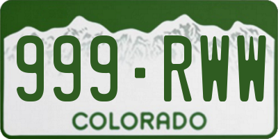 CO license plate 999RWW