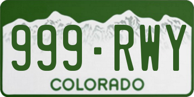CO license plate 999RWY