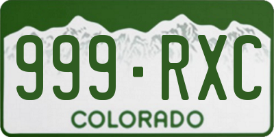 CO license plate 999RXC