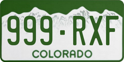 CO license plate 999RXF