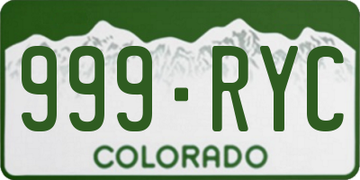CO license plate 999RYC
