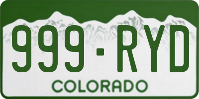 CO license plate 999RYD