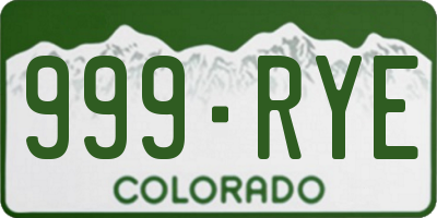 CO license plate 999RYE