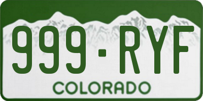 CO license plate 999RYF