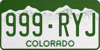 CO license plate 999RYJ