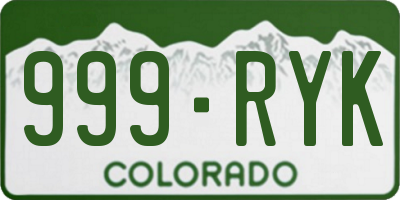 CO license plate 999RYK
