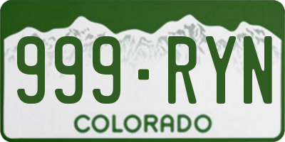 CO license plate 999RYN
