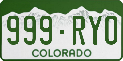 CO license plate 999RYO