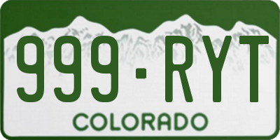 CO license plate 999RYT