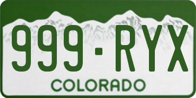 CO license plate 999RYX