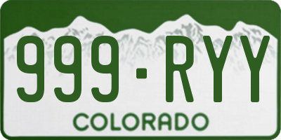 CO license plate 999RYY