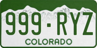 CO license plate 999RYZ
