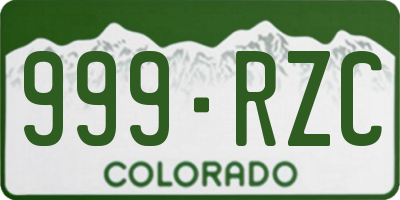 CO license plate 999RZC