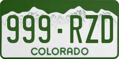 CO license plate 999RZD