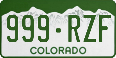 CO license plate 999RZF