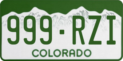 CO license plate 999RZI