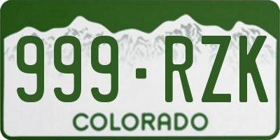 CO license plate 999RZK