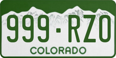 CO license plate 999RZO