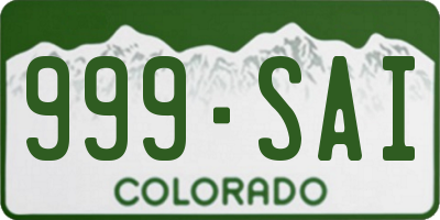 CO license plate 999SAI