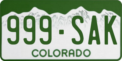 CO license plate 999SAK