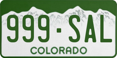 CO license plate 999SAL