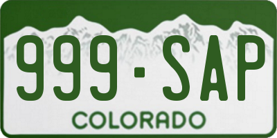 CO license plate 999SAP