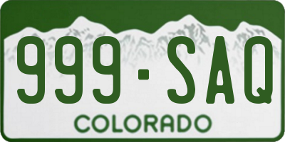 CO license plate 999SAQ