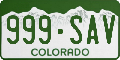 CO license plate 999SAV