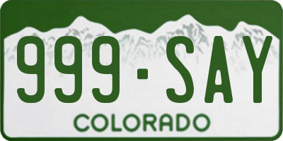 CO license plate 999SAY