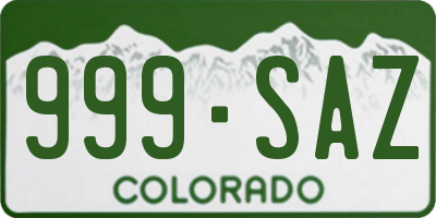 CO license plate 999SAZ