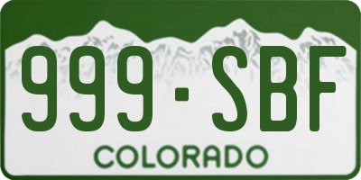 CO license plate 999SBF